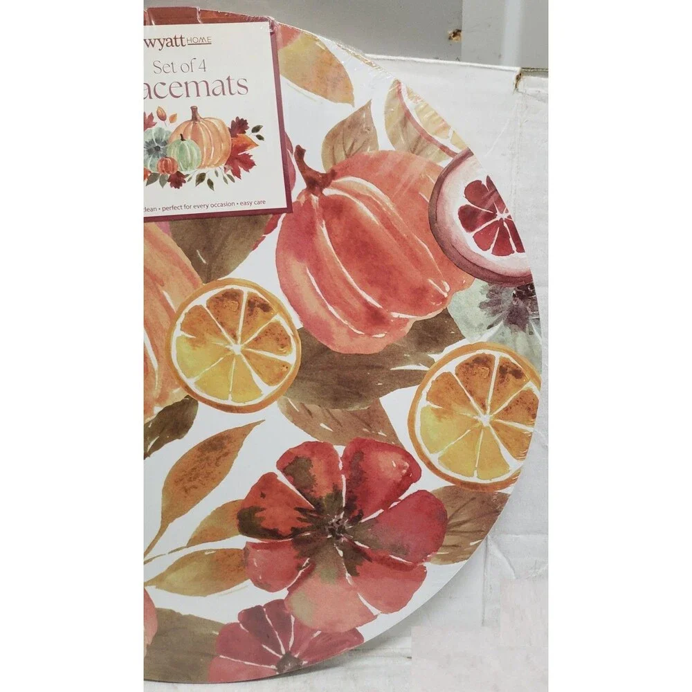 Set of 4 Round Hard Placemats With Cork Back (15